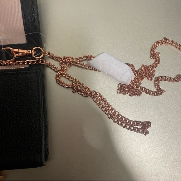 NWOT Ted Baker Janet Black Pebble Leather Matinée Wallet On Rose Gold Chain - Picture 15 of 15